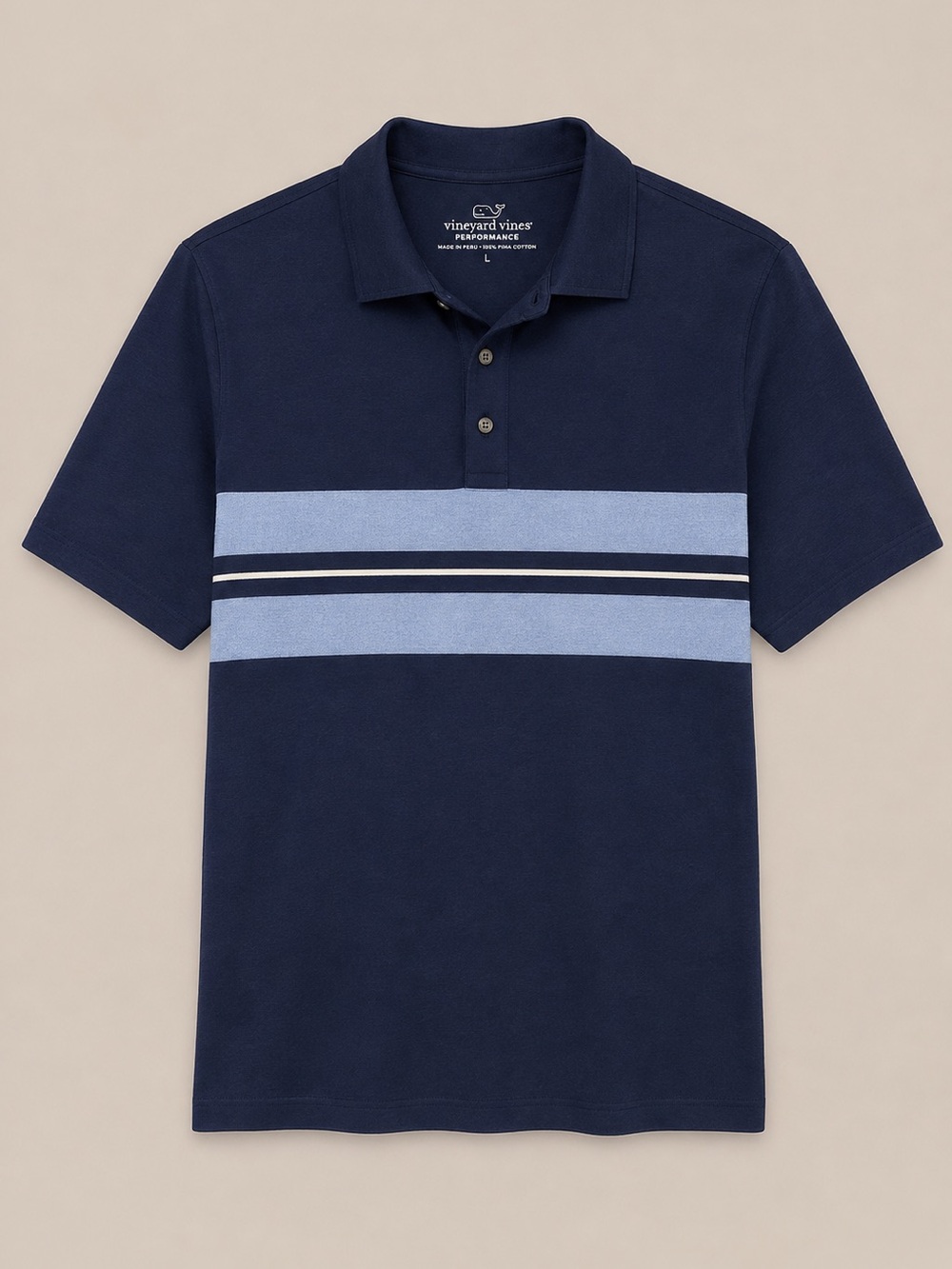 🐳 Vineyard Vines Edgartown Performance Polo L Navy Blue Golf Stretch